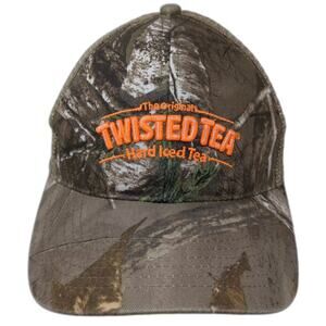 Twisted Tea Trucker Hat Brown Orange Camo Mesh Snapback One Size Embroidered
